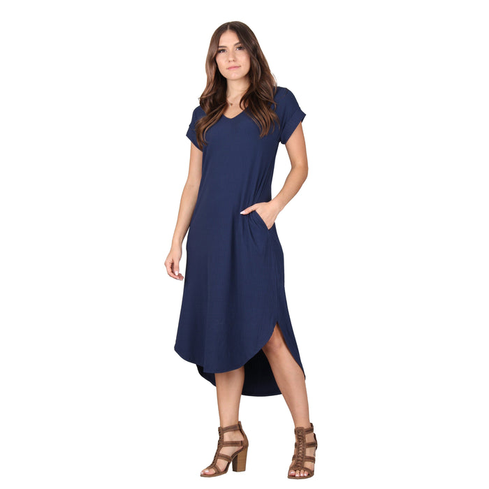 Plus Size Solid Ribbed Midi Dress