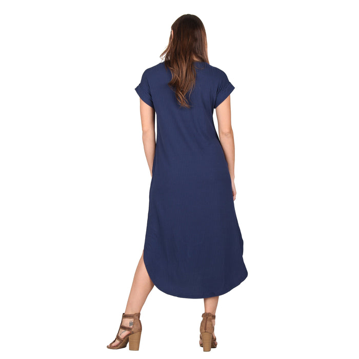 Plus Size Solid Ribbed Midi Dress