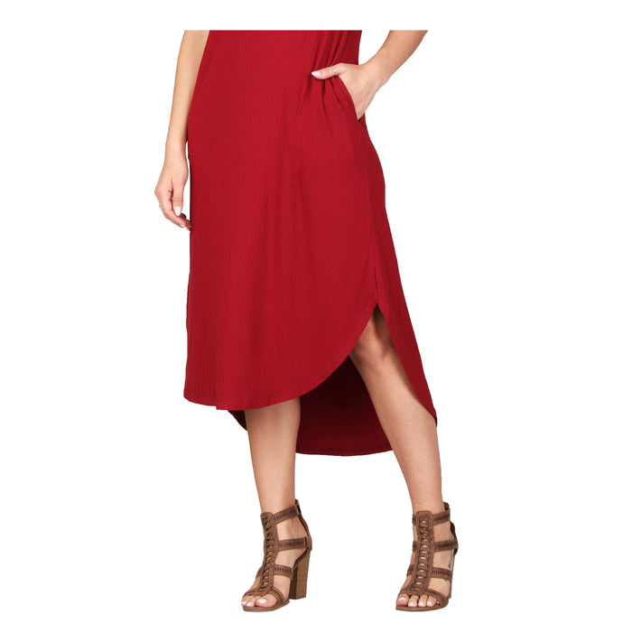 Plus Size Solid Ribbed Midi Dress