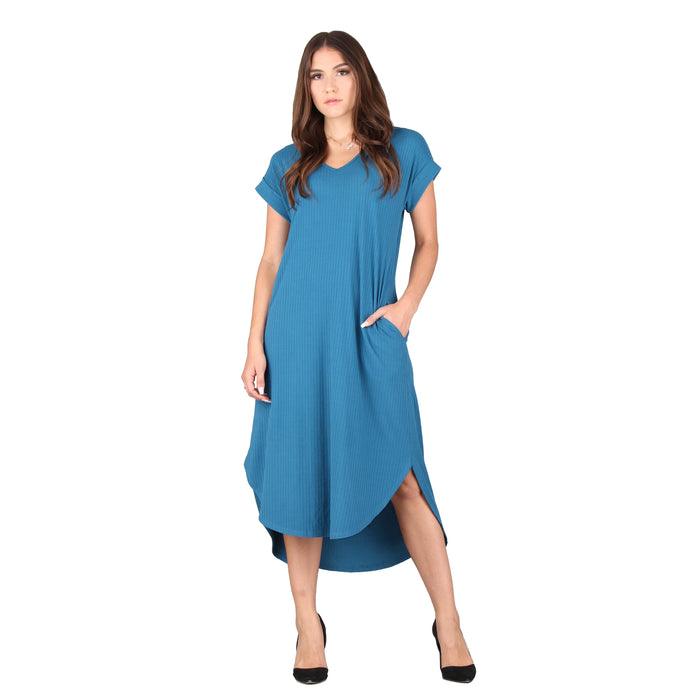 Plus Size Solid Ribbed Midi Dress
