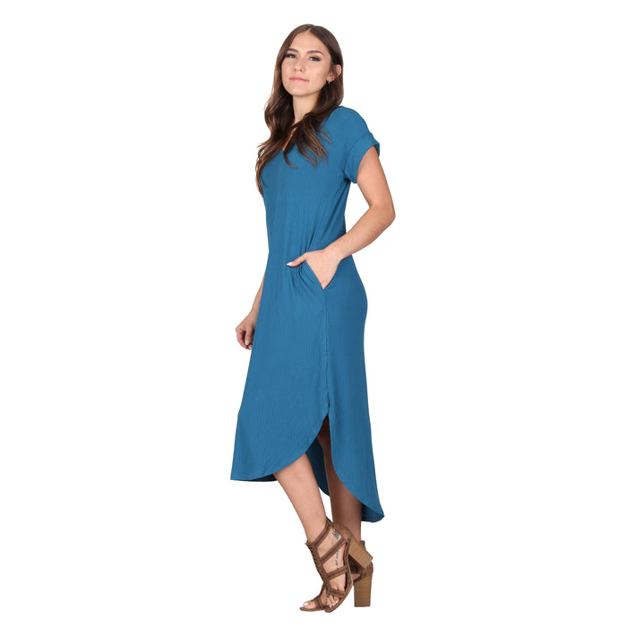 Plus Size Solid Ribbed Midi Dress