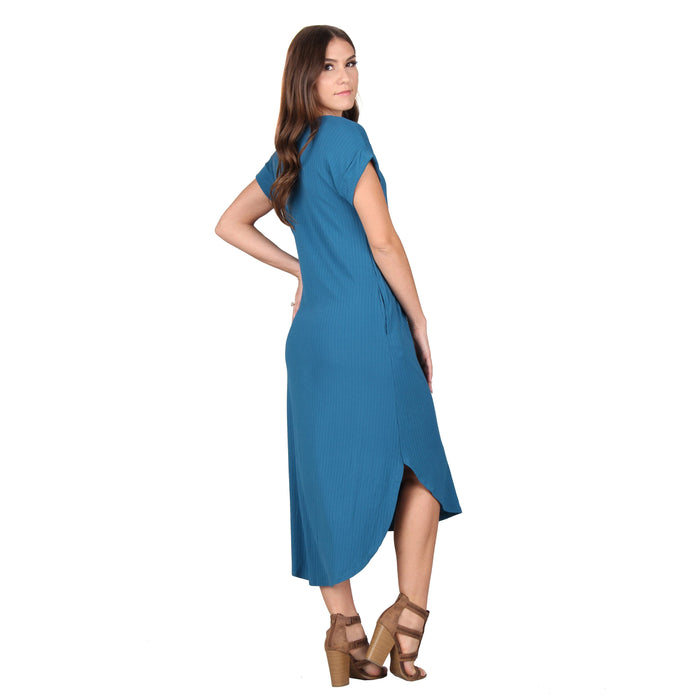 Plus Size Solid Ribbed Midi Dress
