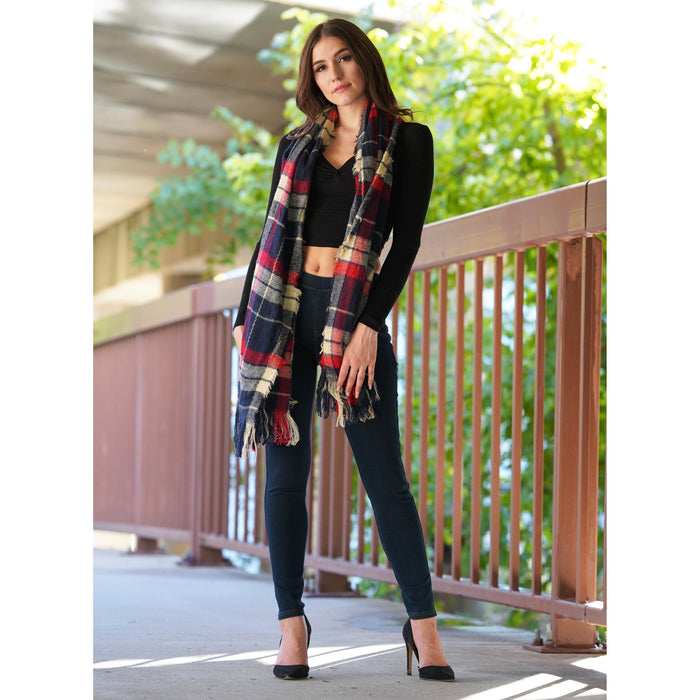 Knit Plaid Scarf