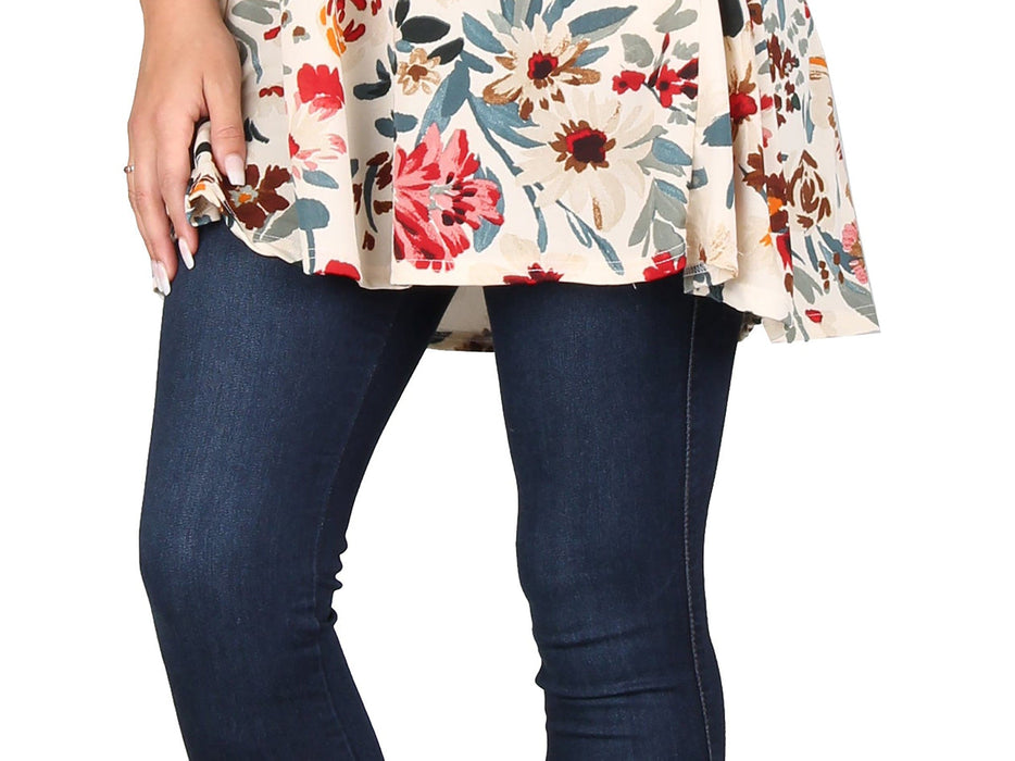Printed V-Neck Sleeveless Pocket Tunic