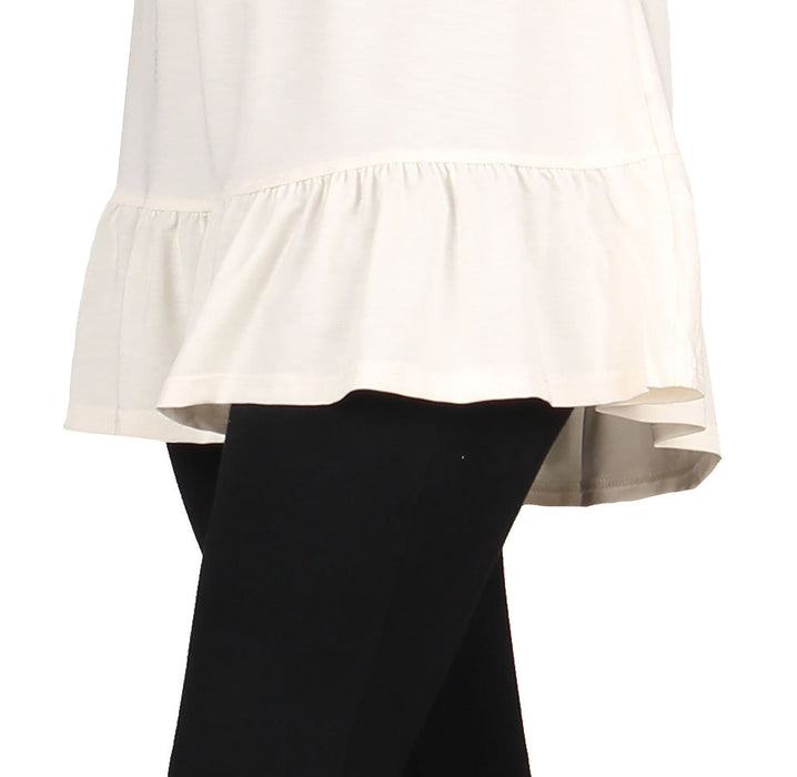 Crochet Neckline Tunic With Ruffle