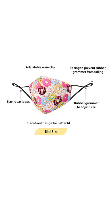 Reusable Kids Fabric Face Masks With Adjustable Nose Clip, Washable