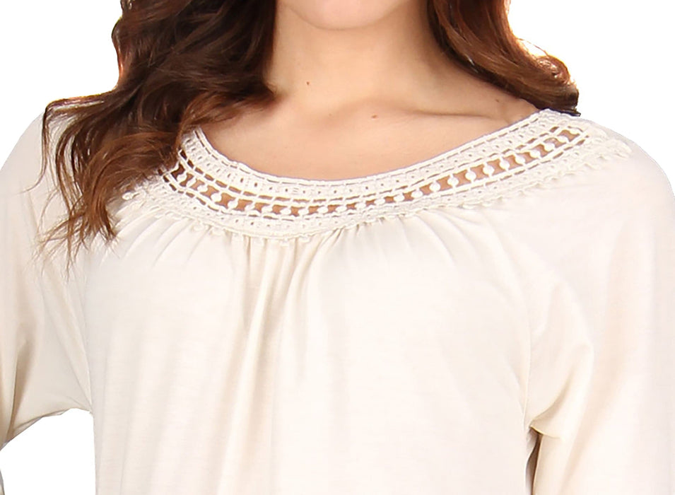 Crochet Neckline Tunic With Ruffle