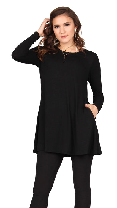 Solid Pocket Swing Tunic
