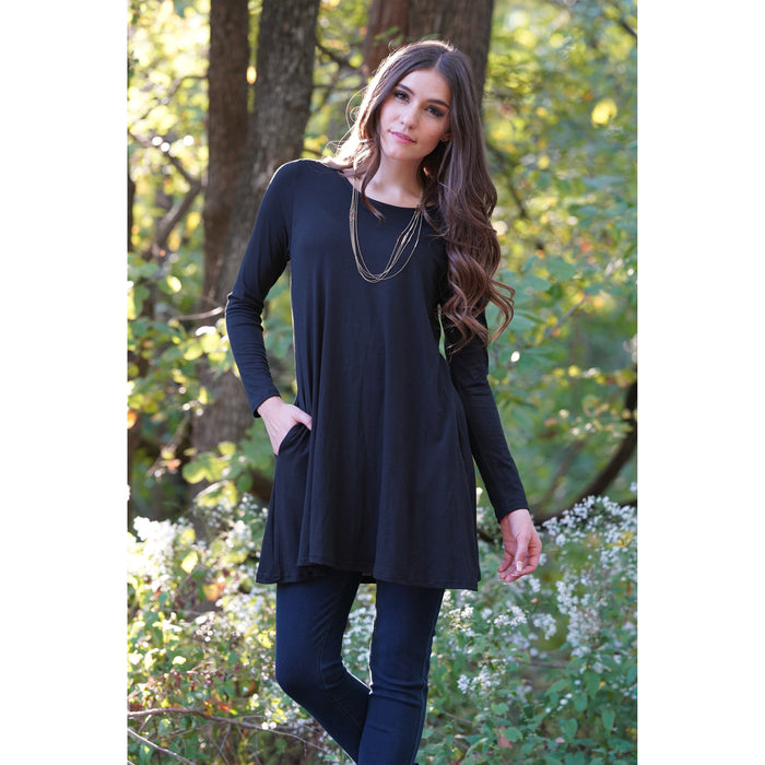 Solid Pocket Swing Tunic