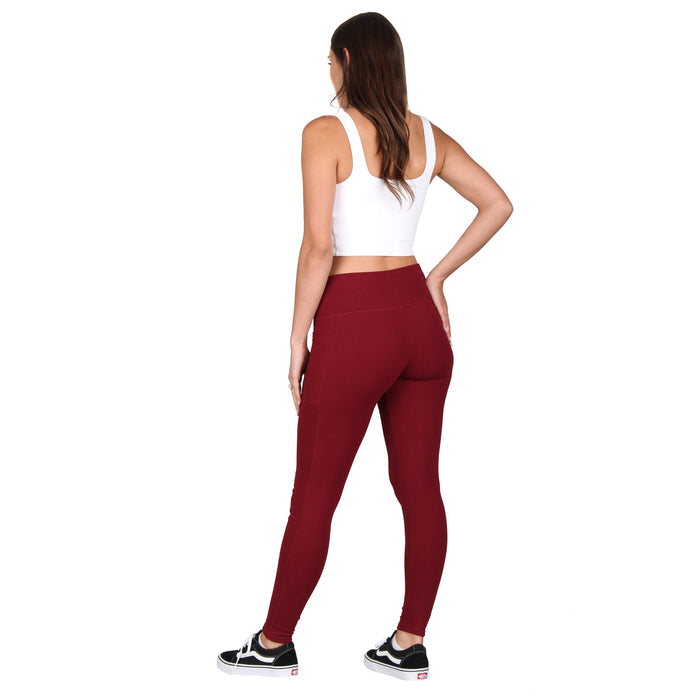 High-Rise Solid Ribbed Knit Leggings  With Pockets