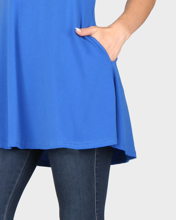 Plus Size Solid Sleeveless Pocket Tunic