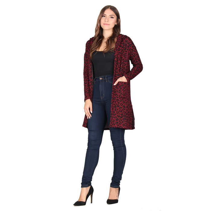Printed Hooded Cardigan
