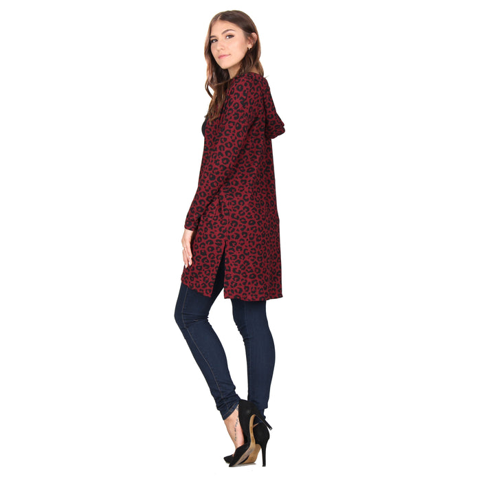 Printed Hooded Cardigan