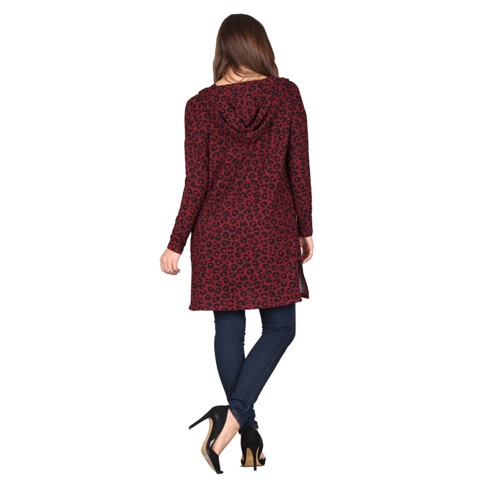 Printed Hooded Cardigan