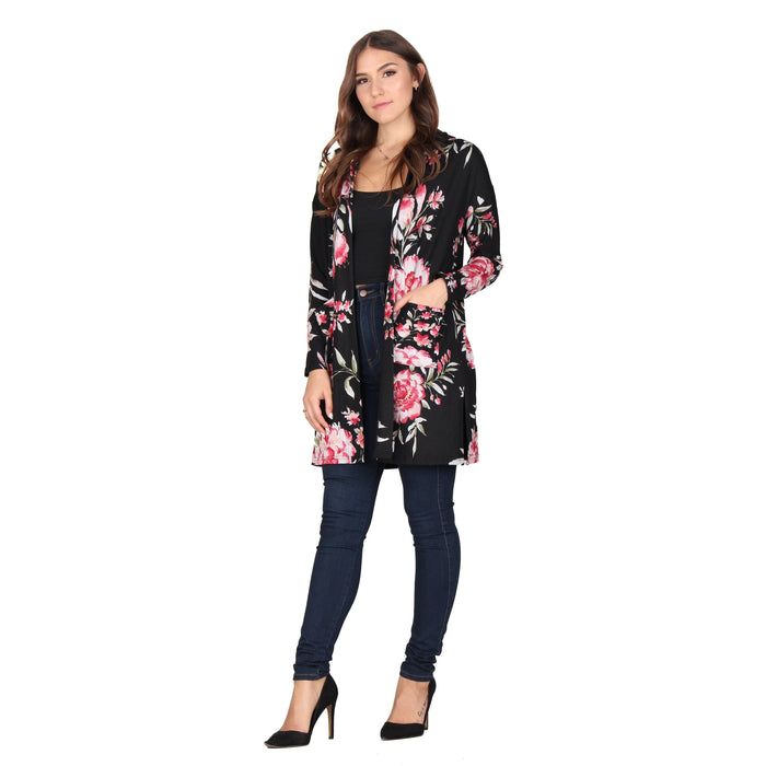 Printed Hooded Cardigan