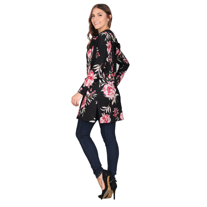 Printed Hooded Cardigan