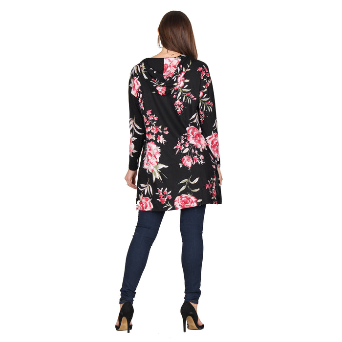 Printed Hooded Cardigan