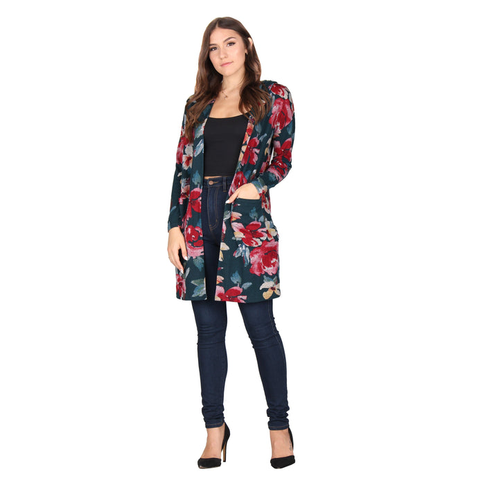 Printed Hooded Cardigan