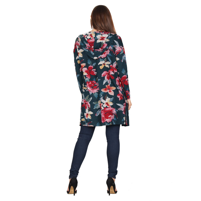 Printed Hooded Cardigan