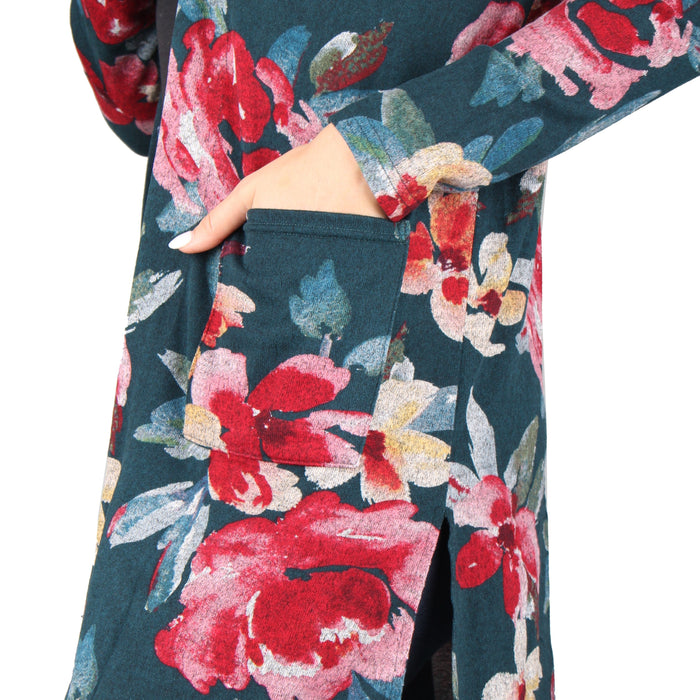 Printed Hooded Cardigan