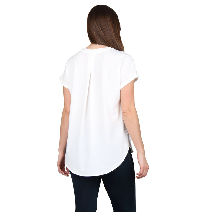 V-Neck Pleated Tunic Plus