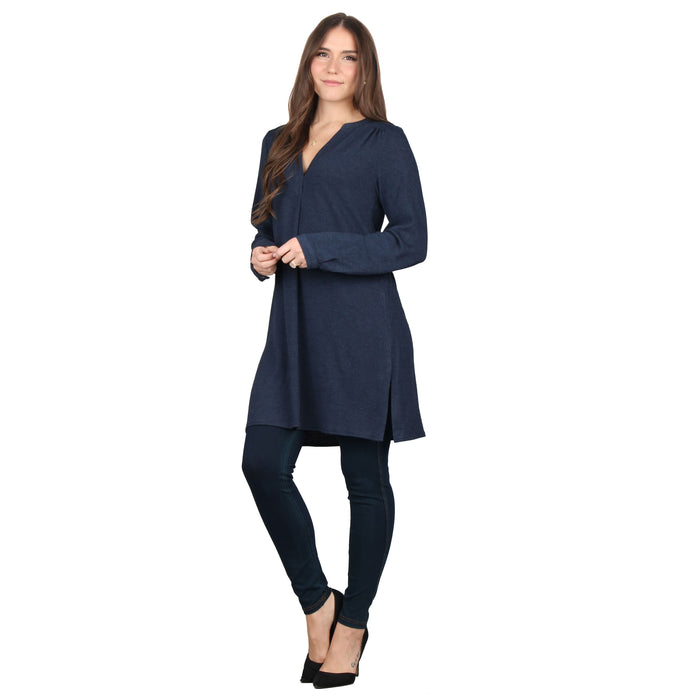 Plus Size Side Slit Button Sleeve Tunic