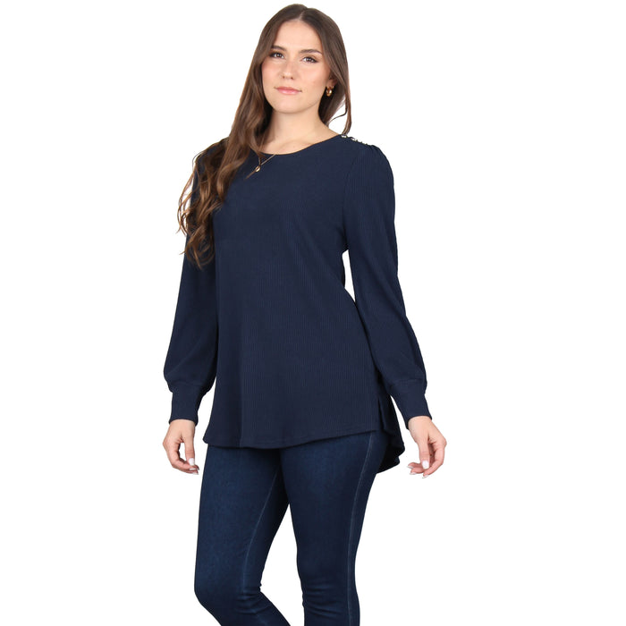 Plus Size Button Trim Tunic