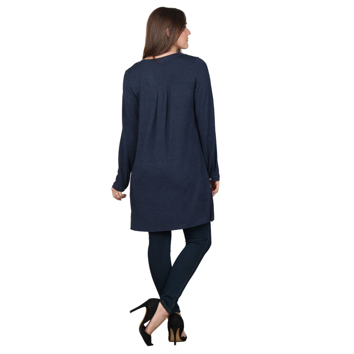 Plus Size Side Slit Button Sleeve Tunic