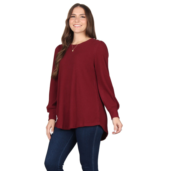 Plus Size Button Trim Tunic