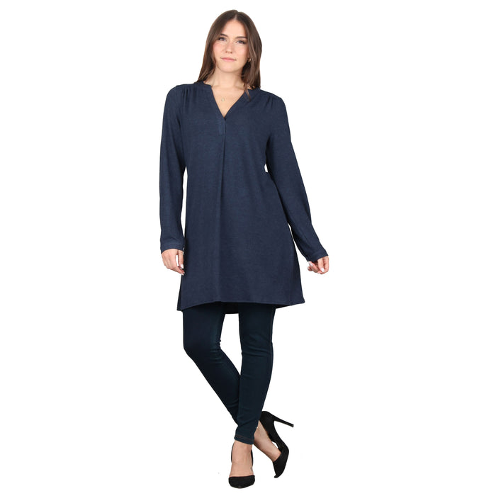 Plus Size Side Slit Button Sleeve Tunic