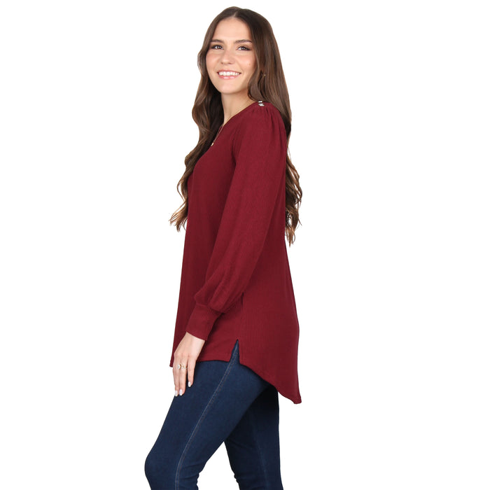 Plus Size Button Trim Tunic