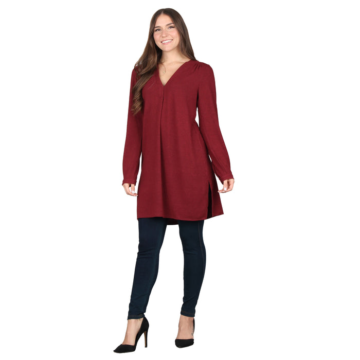 Plus Size Side Slit Button Sleeve Tunic