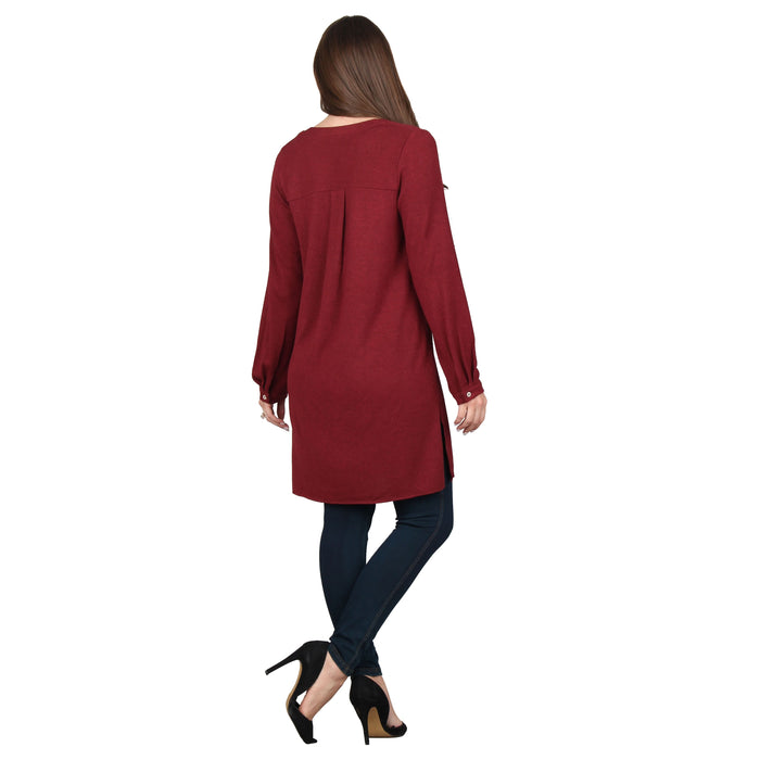 Plus Size Side Slit Button Sleeve Tunic