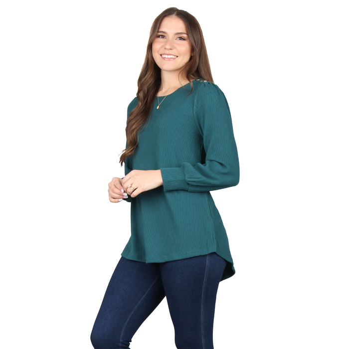 Plus Size Button Trim Tunic