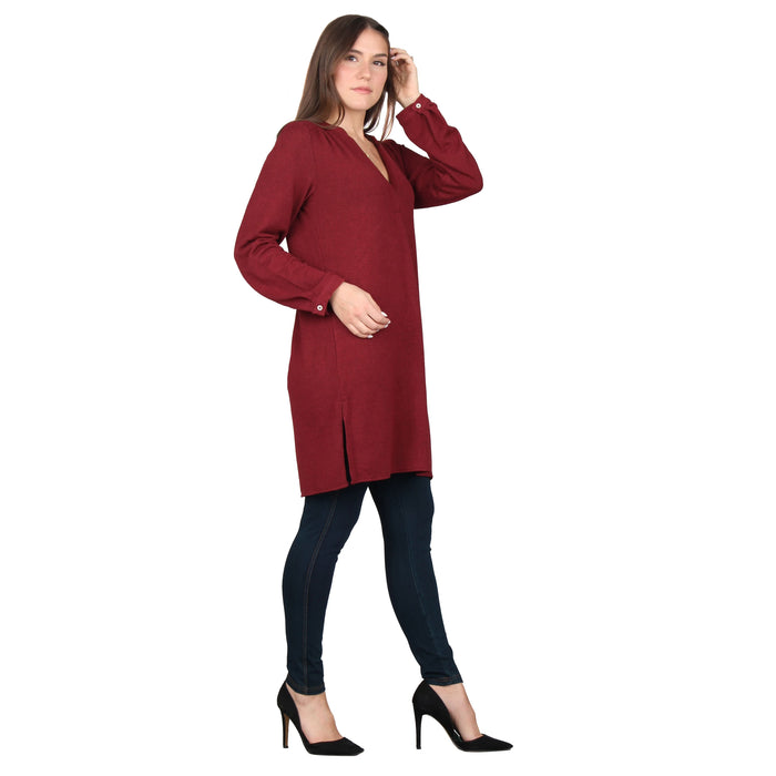 Plus Size Side Slit Button Sleeve Tunic