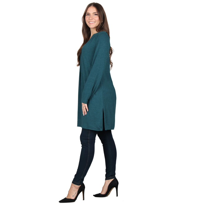 Plus Size Side Slit Button Sleeve Tunic