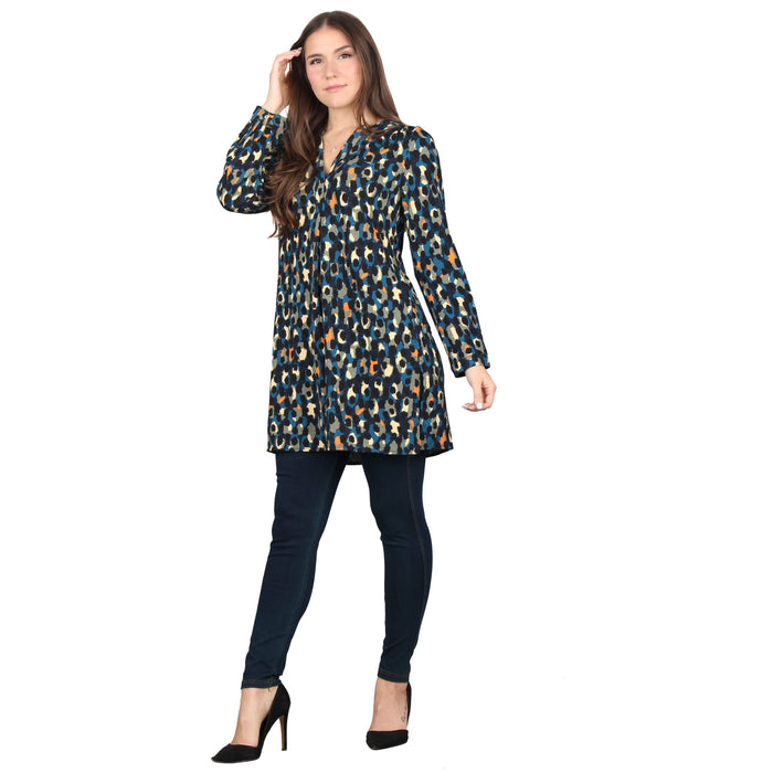 Plus Size Side Slit Button Sleeve Tunic