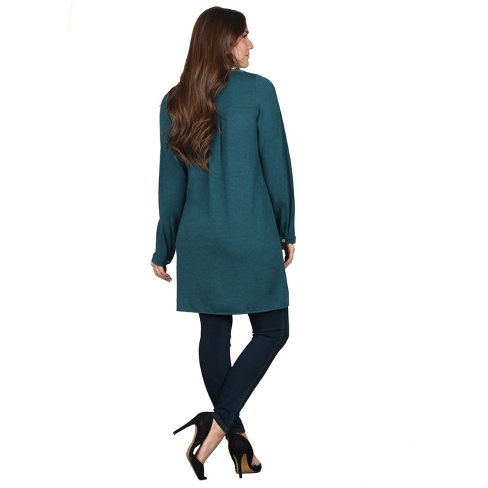 Plus Size Side Slit Button Sleeve Tunic