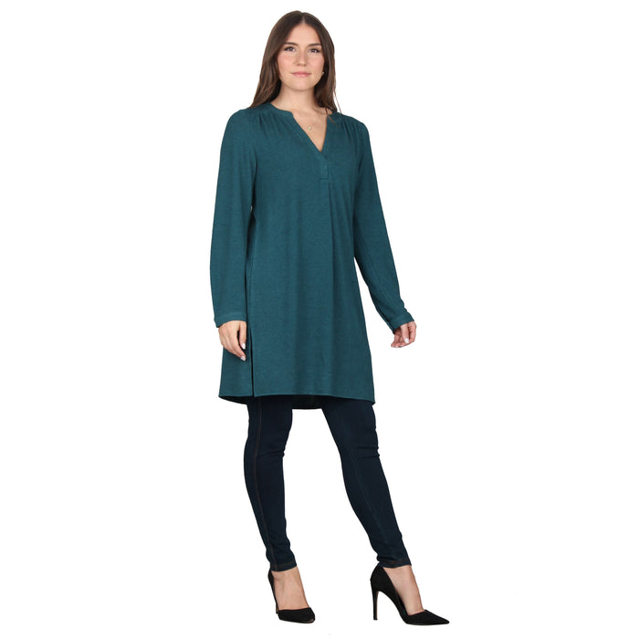 Plus Size Side Slit Button Sleeve Tunic