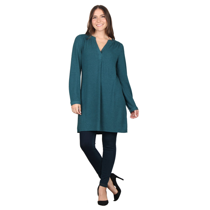 Plus Size Side Slit Button Sleeve Tunic