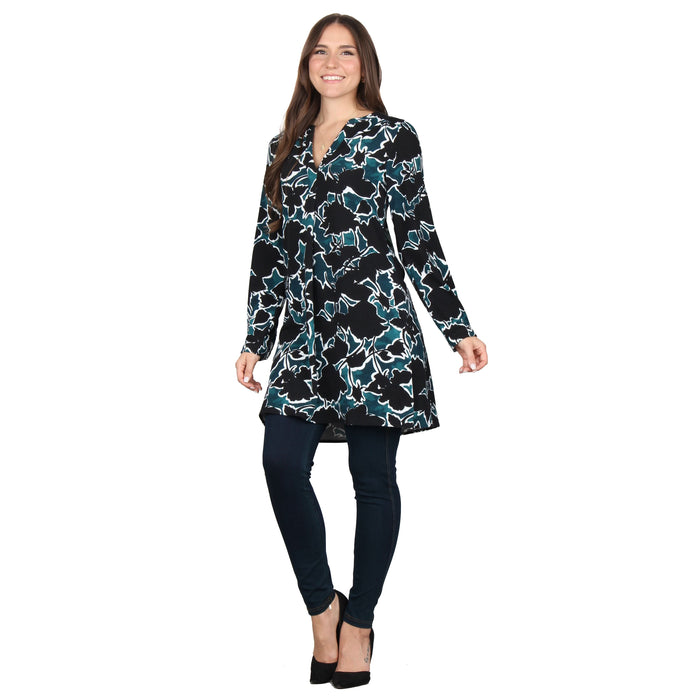 Plus Size Side Slit Button Sleeve Tunic