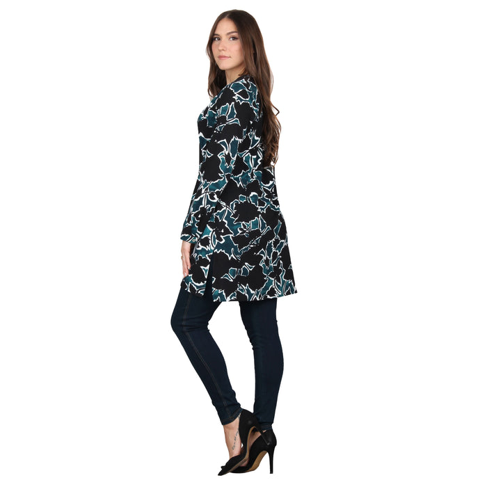 Plus Size Side Slit Button Sleeve Tunic
