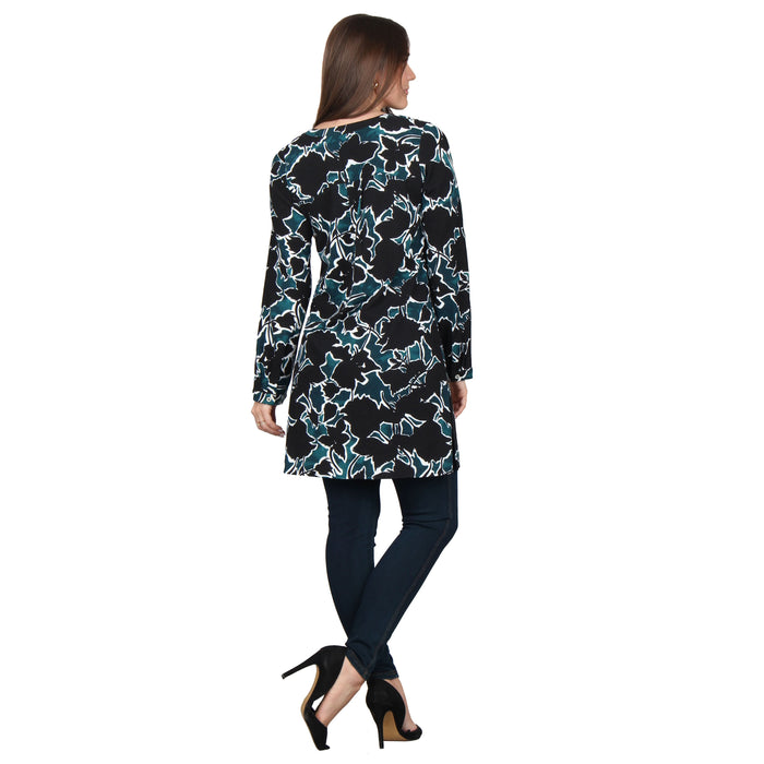 Plus Size Side Slit Button Sleeve Tunic
