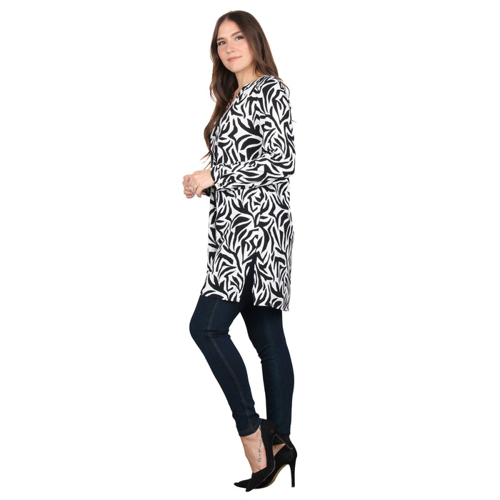 Plus Size Side Slit Button Sleeve Tunic