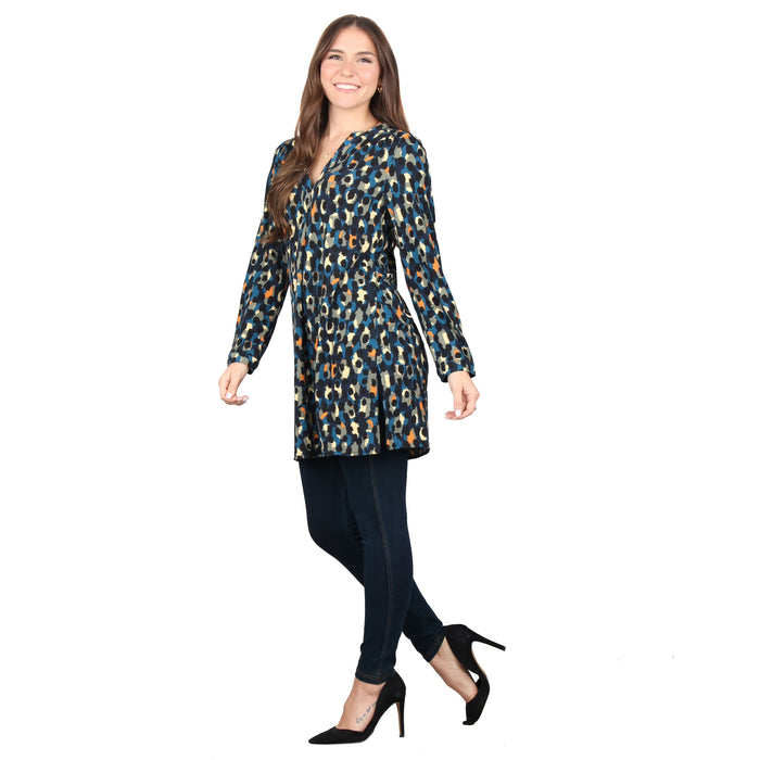 Plus Size Side Slit Button Sleeve Tunic