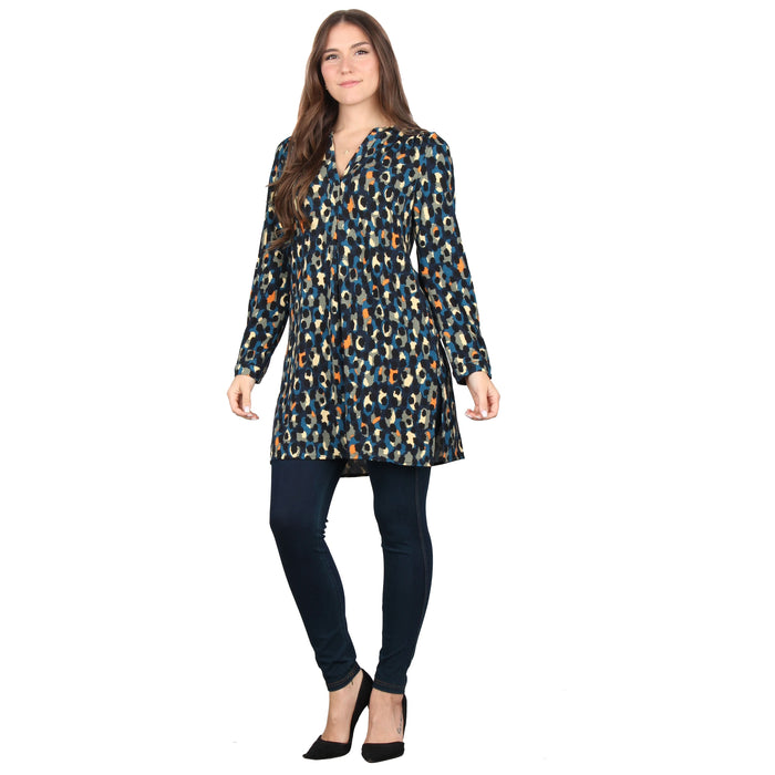 Plus Size Side Slit Button Sleeve Tunic