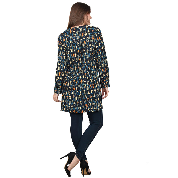 Plus Size Side Slit Button Sleeve Tunic