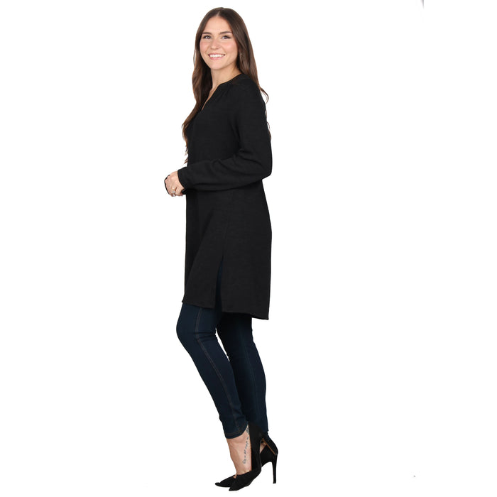 Plus Size Side Slit Button Sleeve Tunic