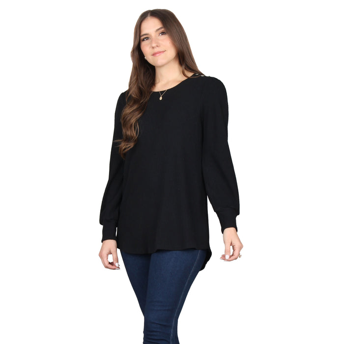 Plus Size Button Trim Tunic