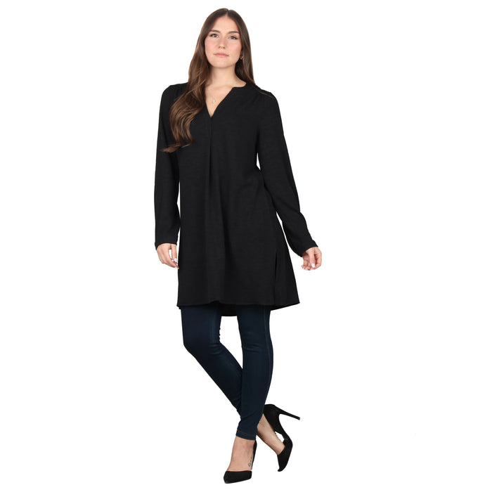 Plus Size Side Slit Button Sleeve Tunic